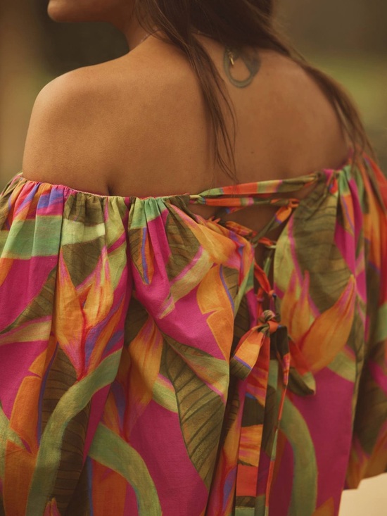 Anthropologie x FARM rio Multicolor Pink Orange Green cover up sz small - Picture 2 of 5